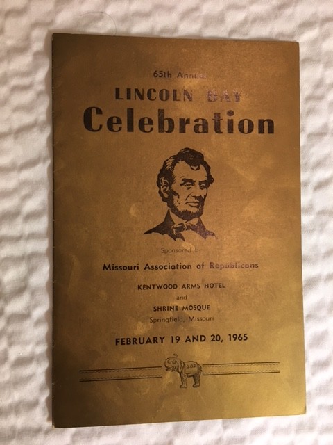 RARE 1965 Lincoln Day Celebration Pamphlet MISSOURI Republicans, Kansas City GOP