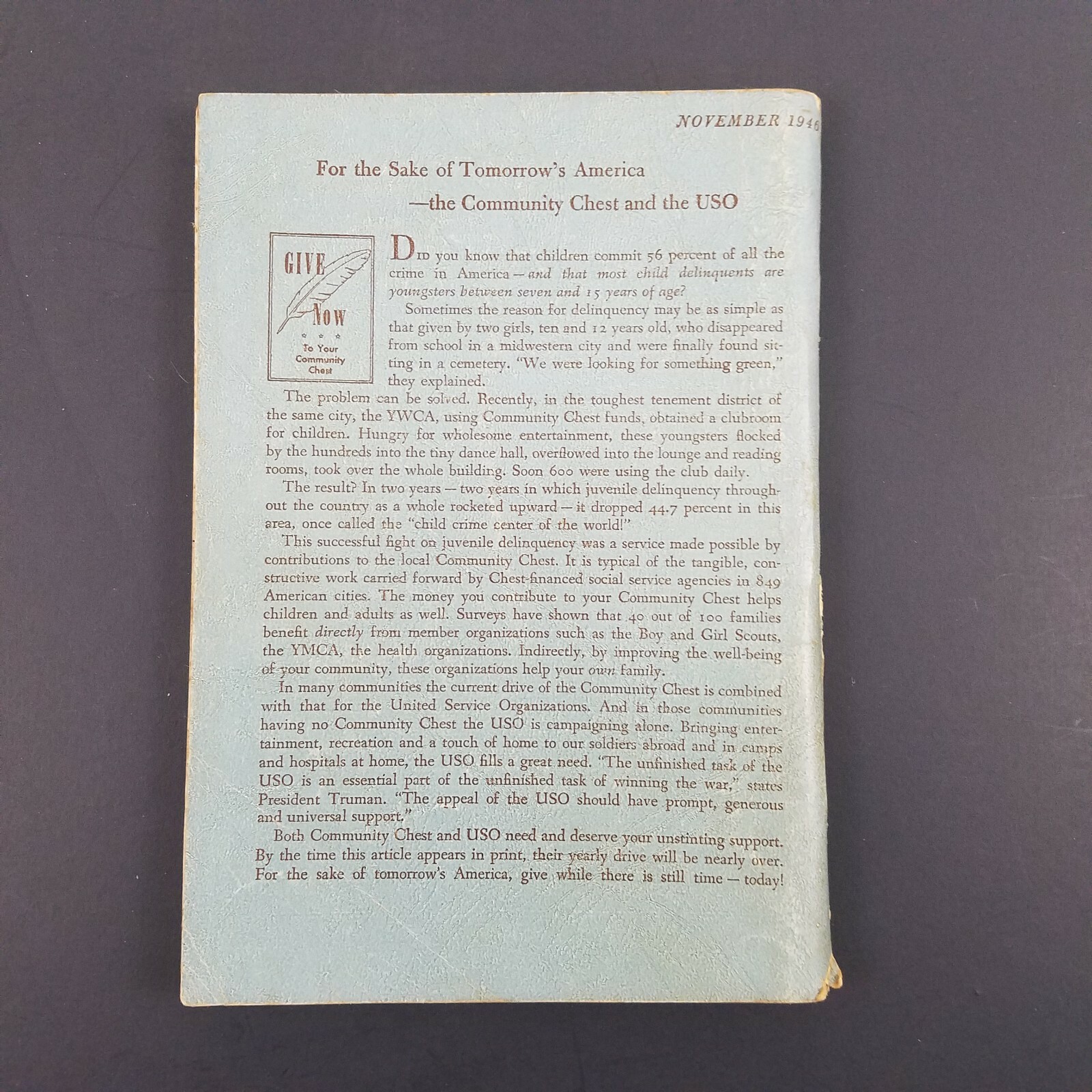 Readers Digest November 1946 Kathryn Forbes Billy Rose Walter Lippmann Damrosch