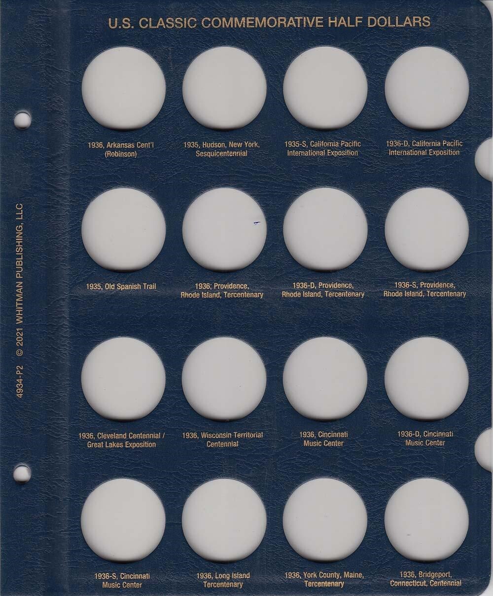 US Commemorative Halves Dollars Coin Collection Album 1935 1954 By Whitman 4934