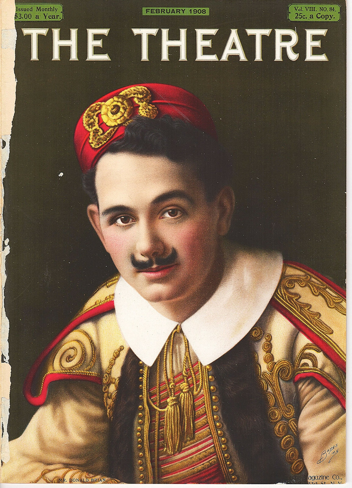 The Theatre magazine, Volume VIII, No. 84, February 1908 – Donald Brian cover