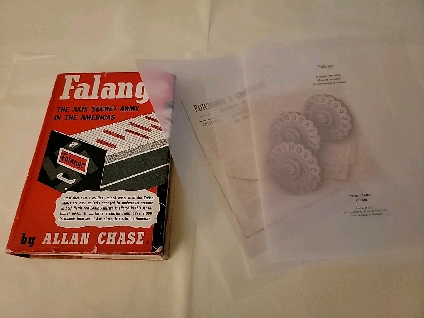 Reading & Relic: Falange 1943 WWII Espionage HC w/Enigma, News Vellum & Ephemera