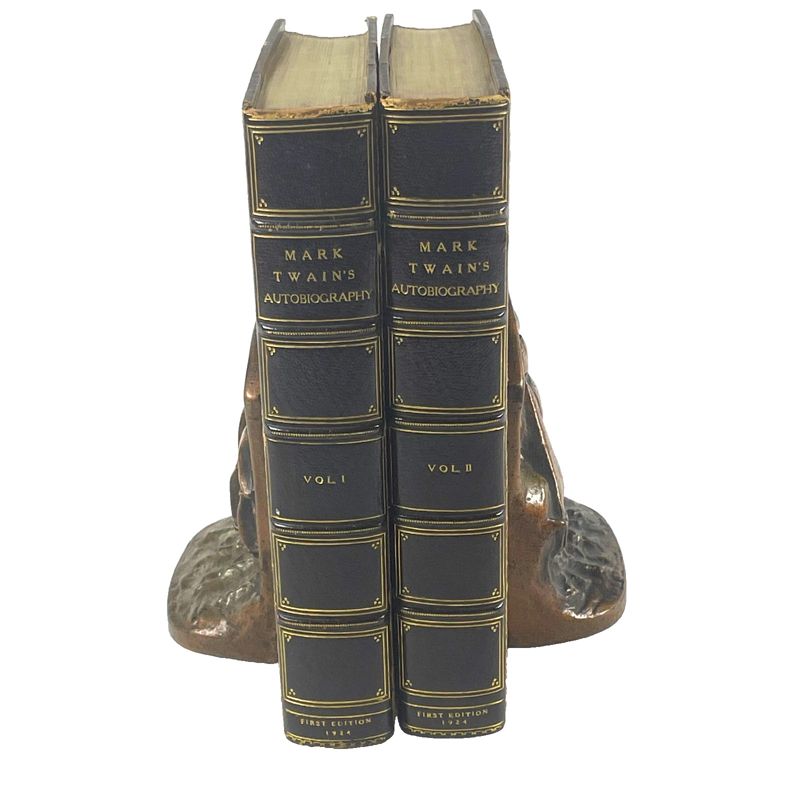 Mark Twain’s Autobiography 1924 First Edition 2 Volume Set Rare leather