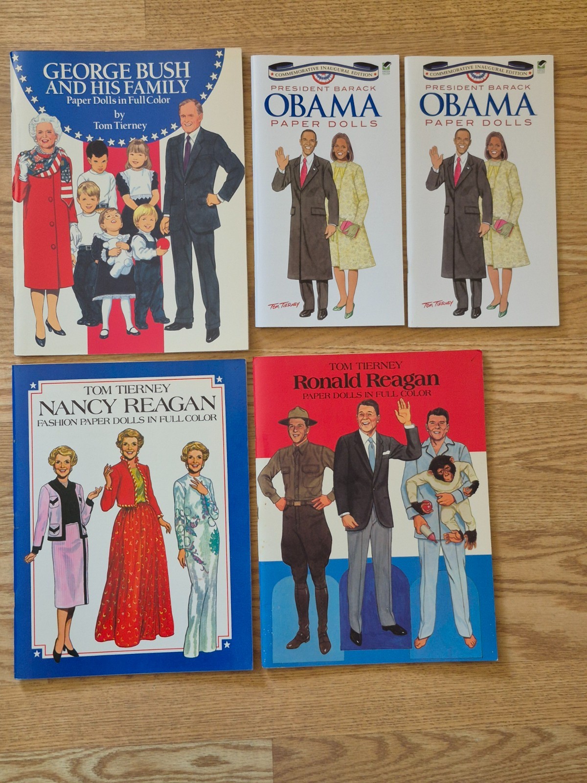 1980s & 2000s Lot of 5 UNCUT President Paper Doll in Color Books by Tom Tierney