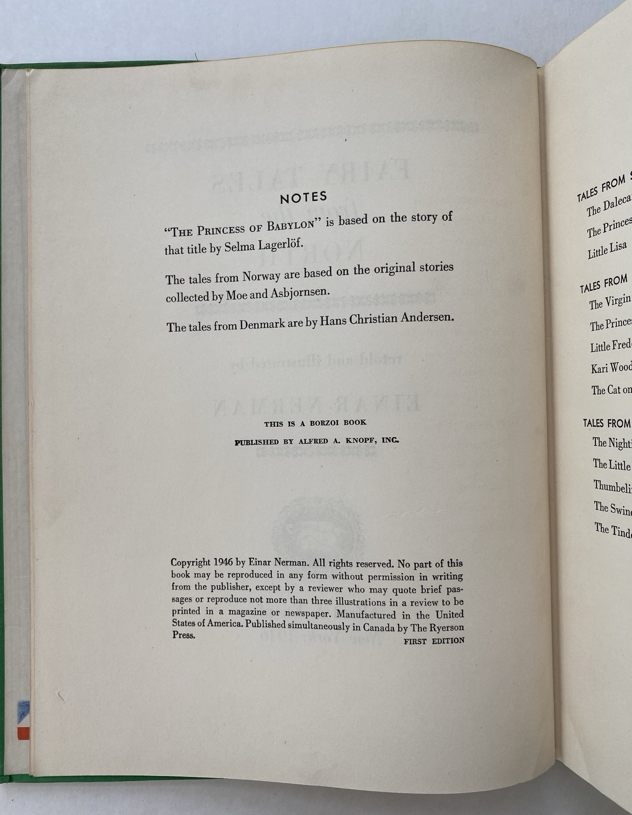 Fairy Tales From the North ~ Einar Nerman ~ 1946 Knopf First Edition 1/1