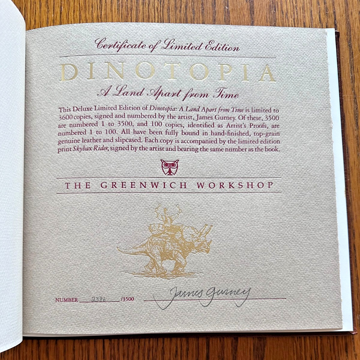 Dinotopia A Land Apart from Time Leather 2386/3500 SIGNED Slipcase James Gurney!