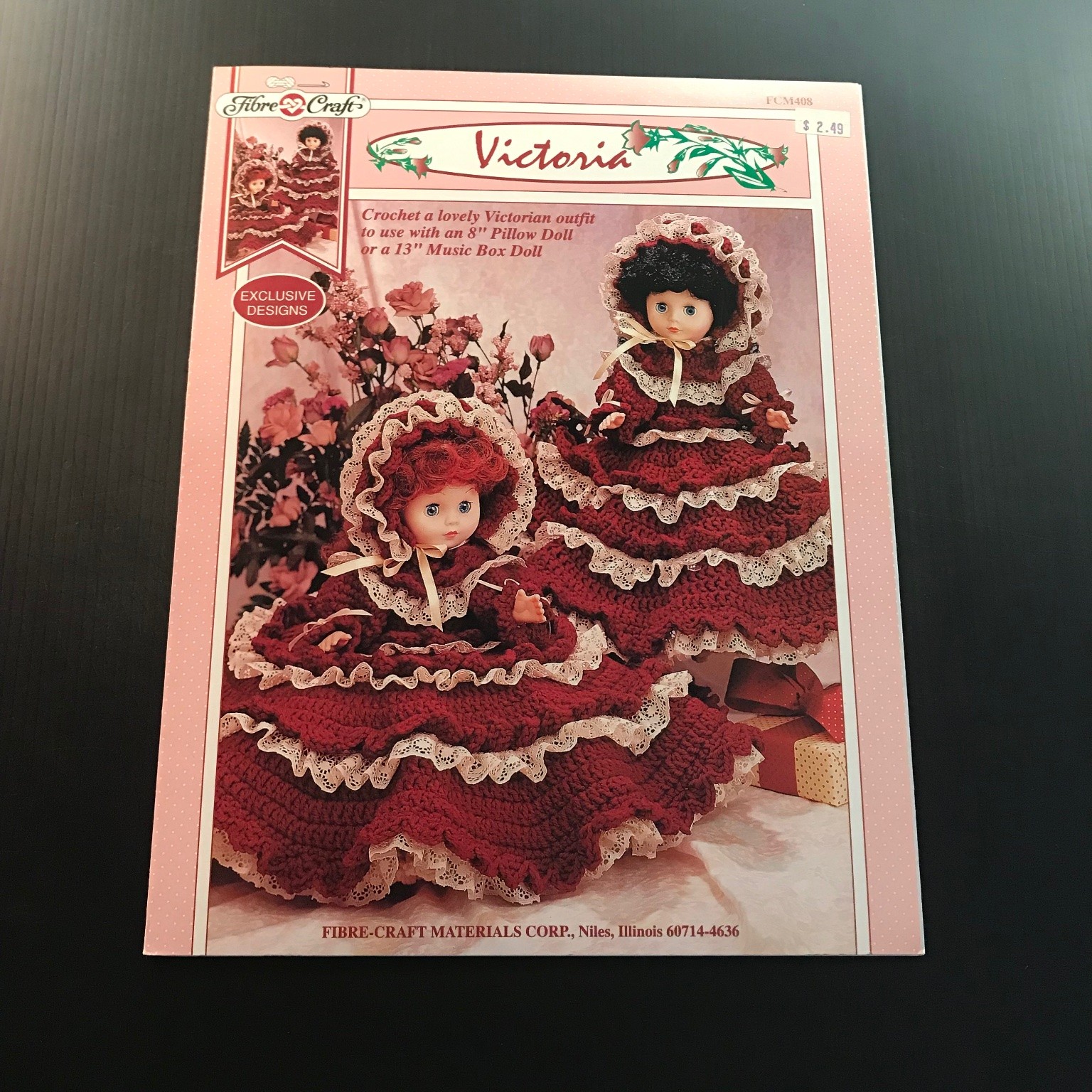 Victoria Crochet Pattern Fibre-Craft FCM408 Doll Outfit 1994 Vintage