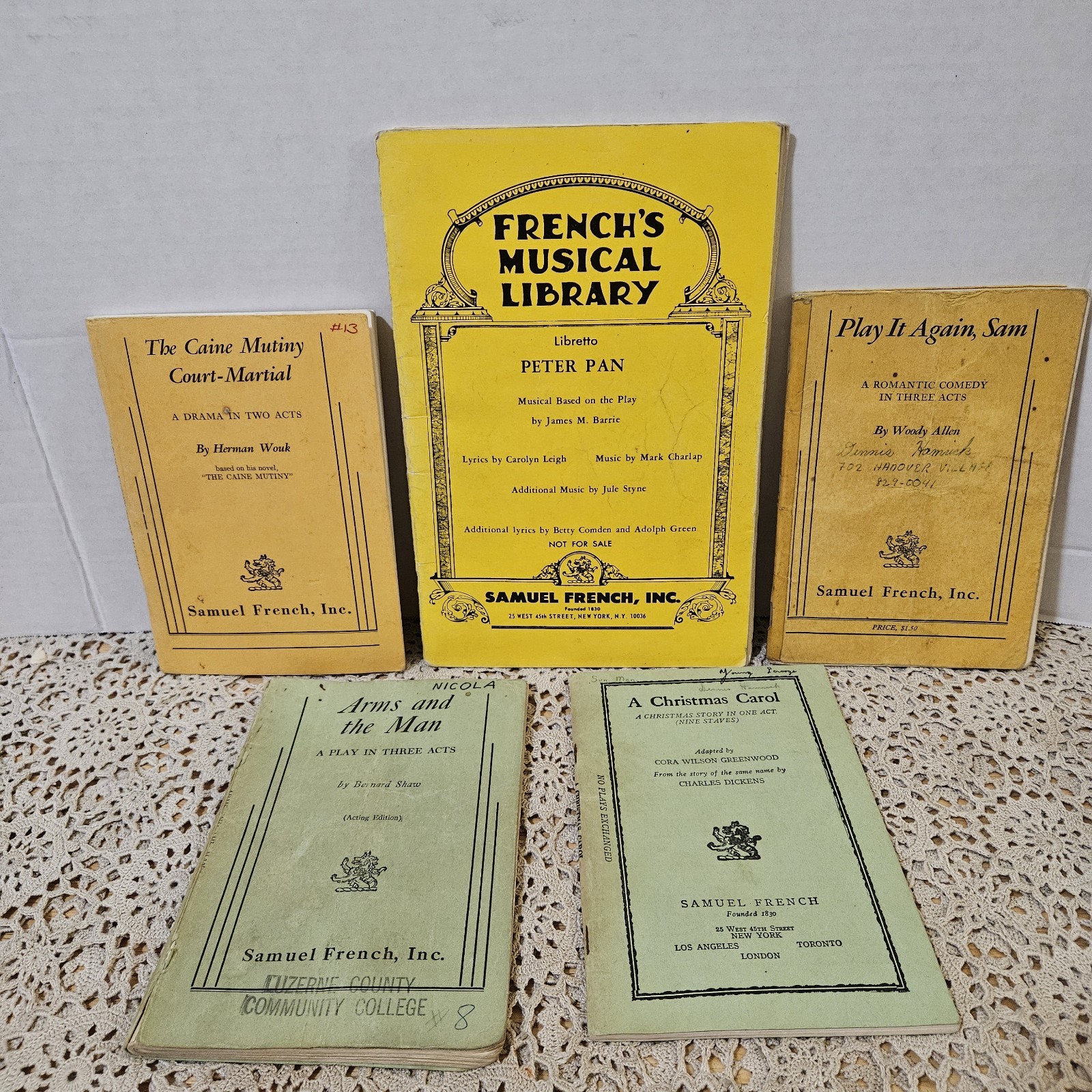 Vintage Samuel French Play Scripts Lot of 5 Peter Pan Woody Allen Dickens Shaw