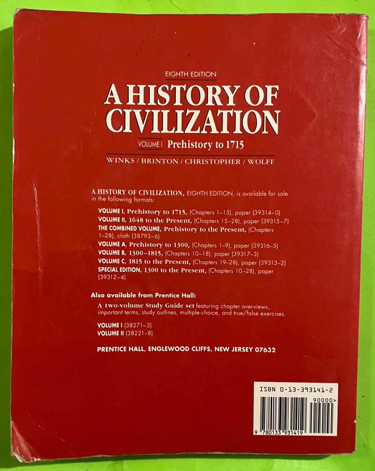 Vtg A History of Civilization: Vol. 1: Prehistory to 1715: 8th Ed (PB 1992)