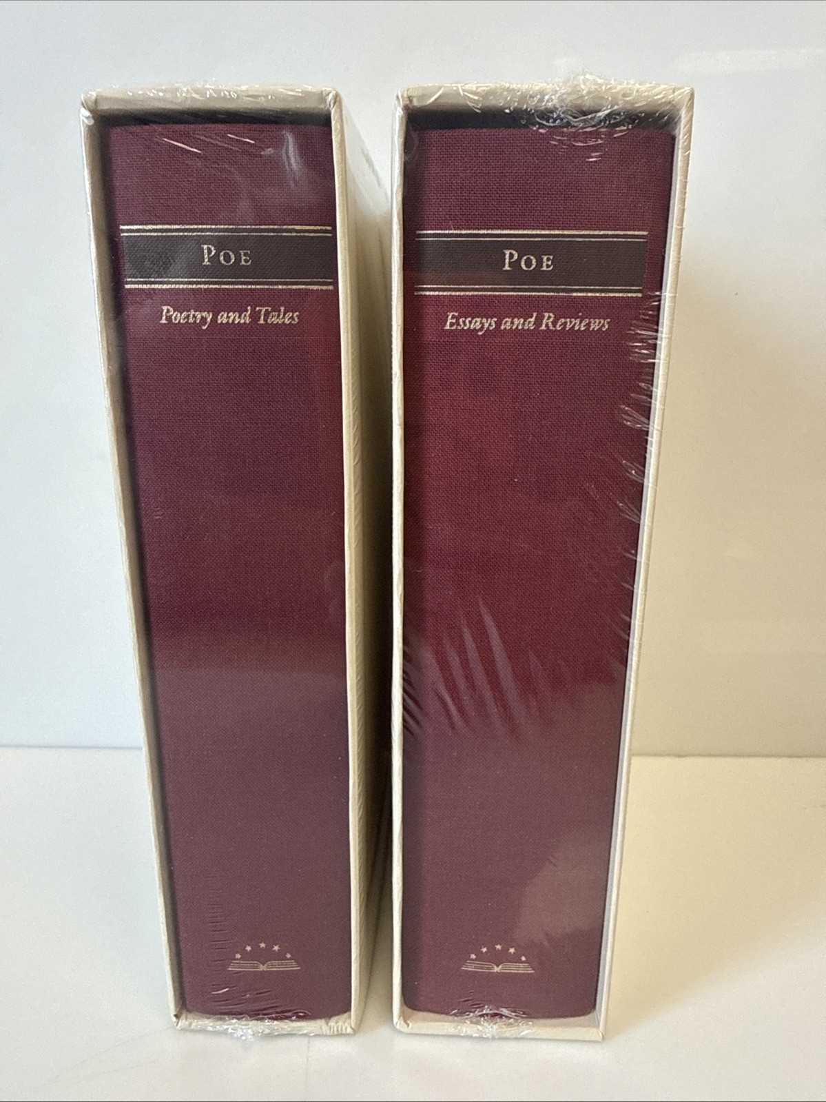 Edgar Allan Poe First Print 2 Volume Set Sealed Cloth Bound Poetry Essays New