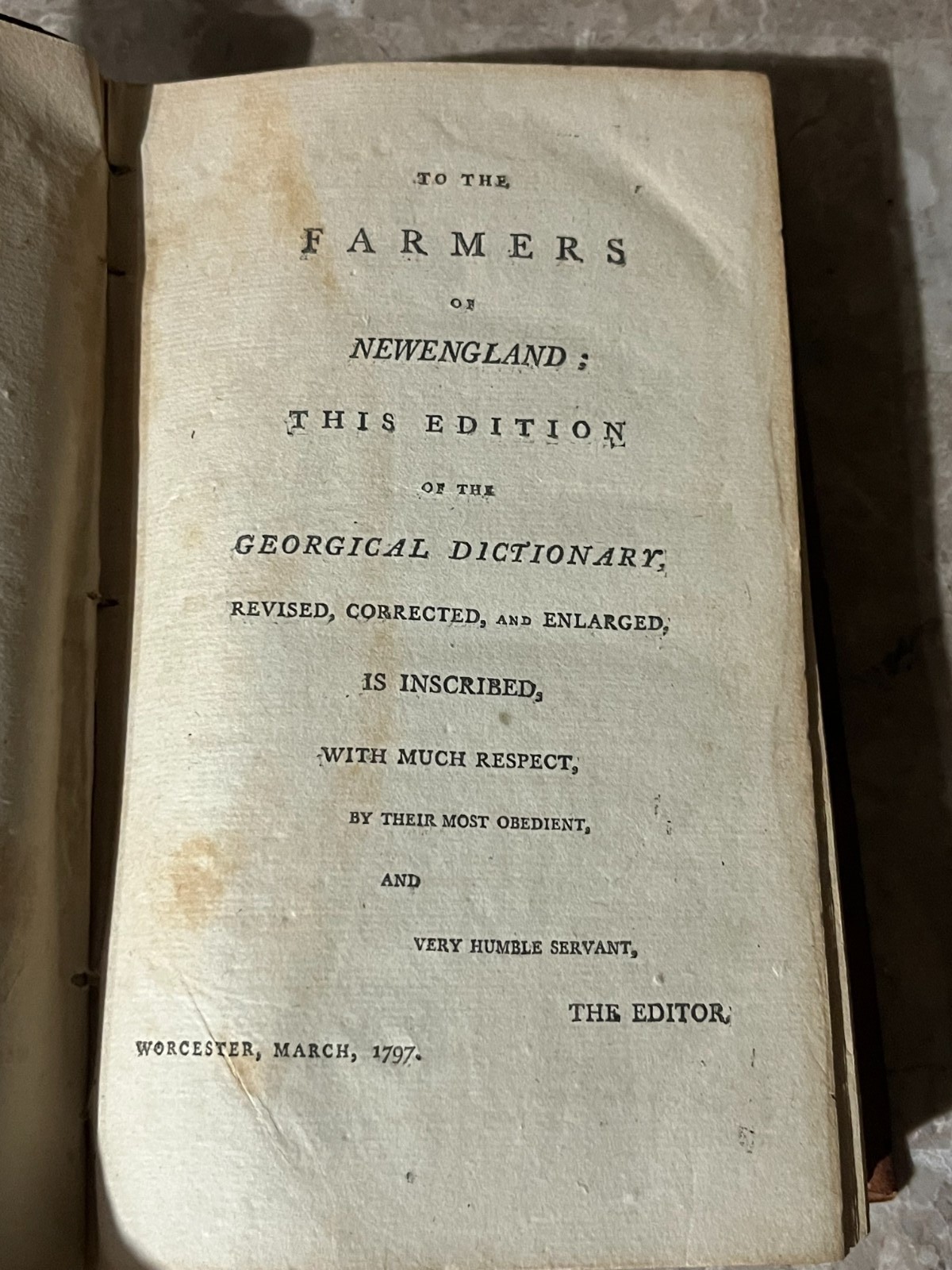 New England Farmer or Georgical Dictionary by Samuel Dean (HC, 1797) 2nd EDITION
