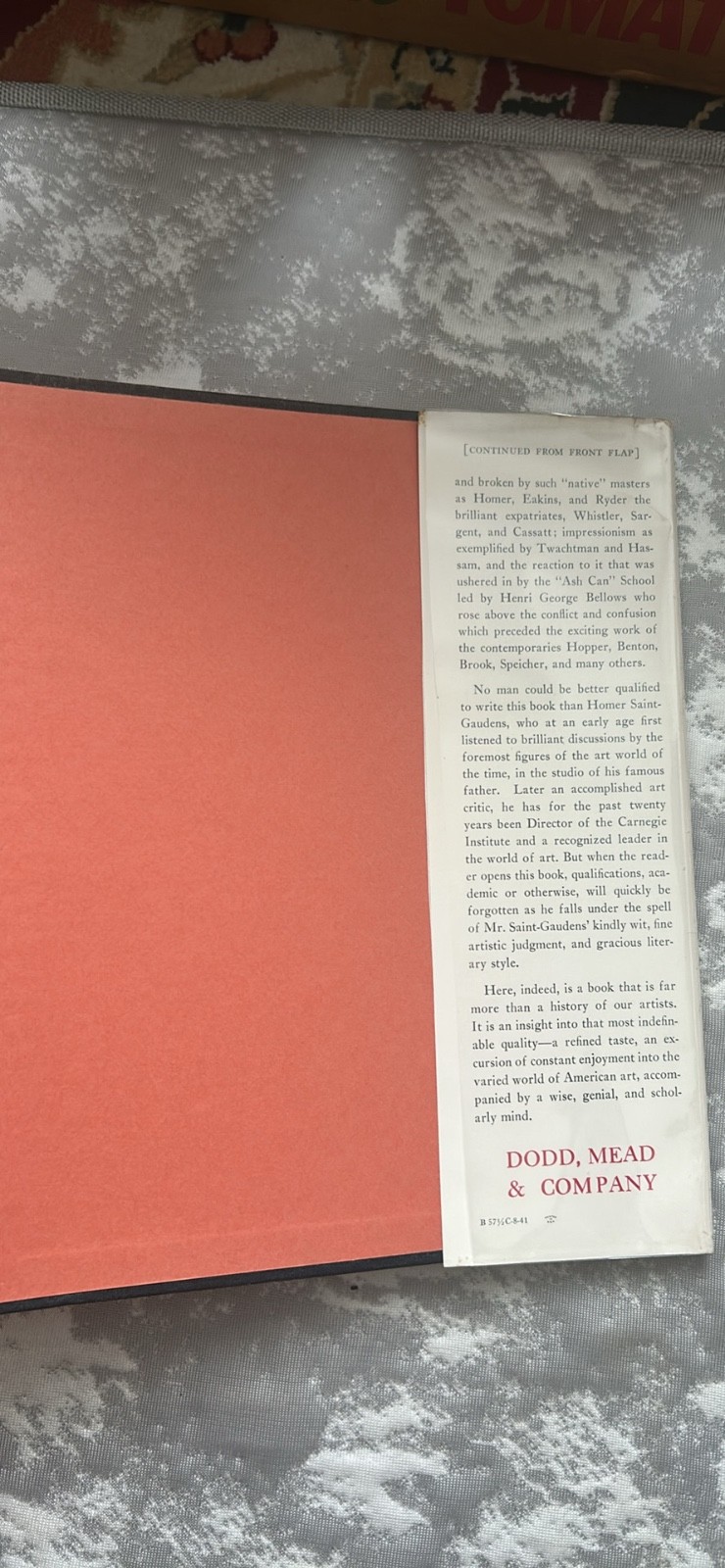 The American Artist And His Times by Homer Saint-Gaudens 1st Edition 1941 HC