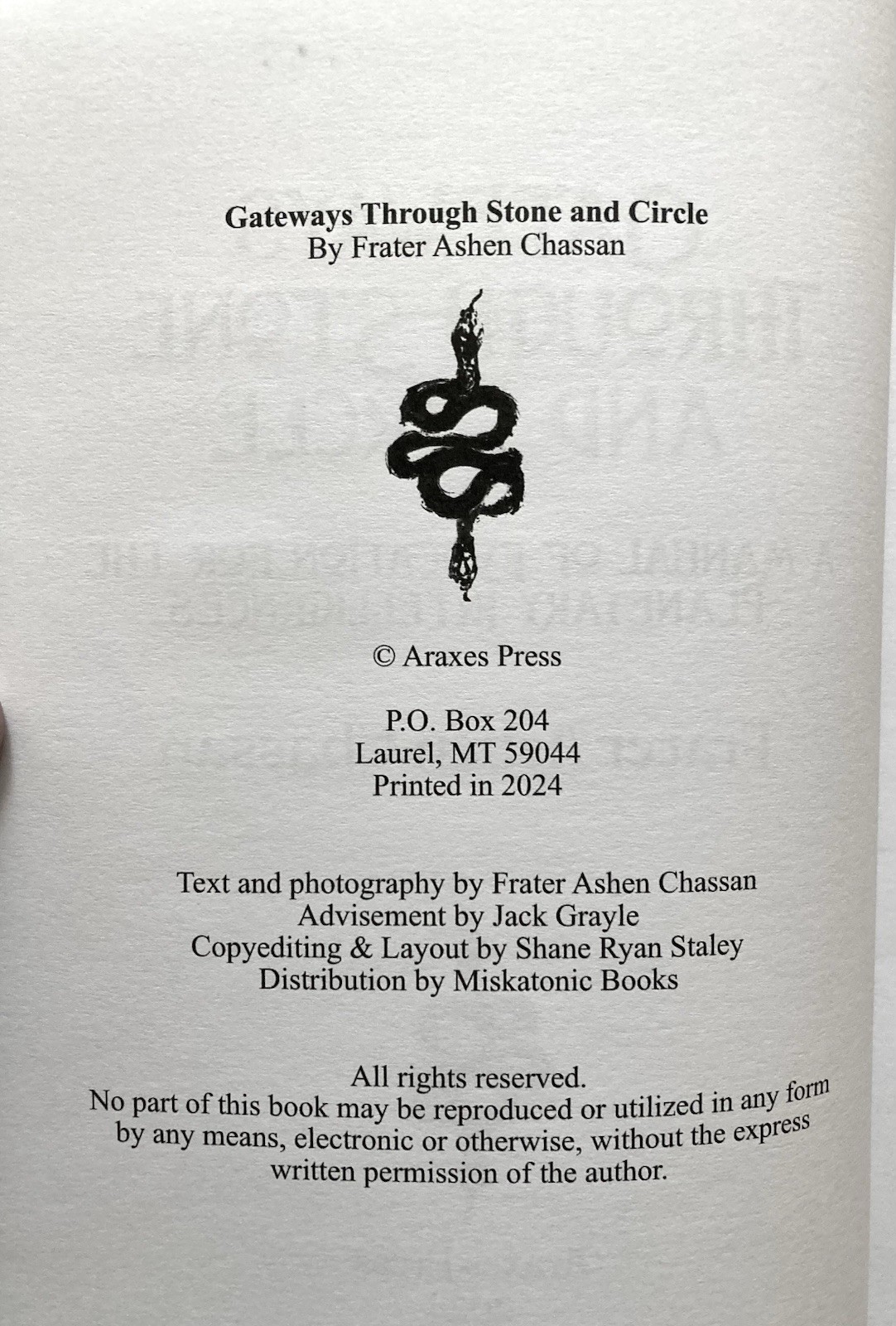 Occult, Gateways Through Stone And Circle, Frater Chassan, 2024, Like New, Illus