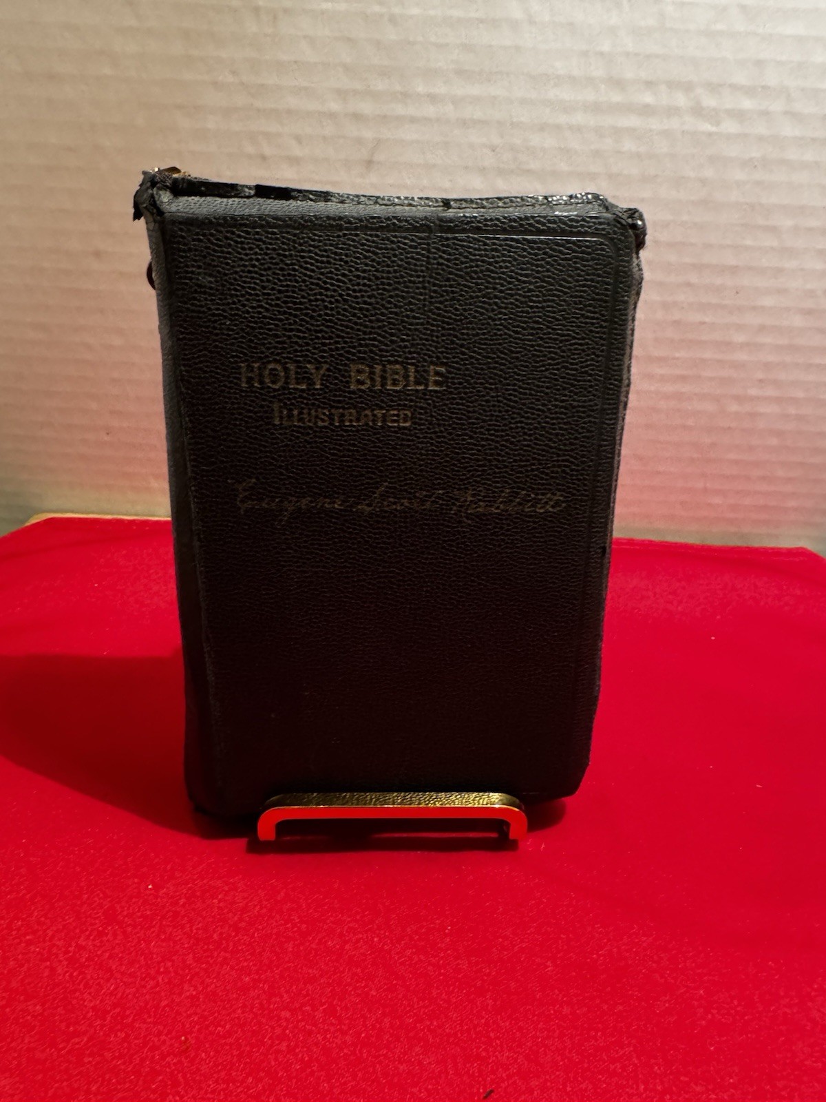 1950s Holy Bible KJV Self Pronouncing Edition World Pub. Zippered Black leather