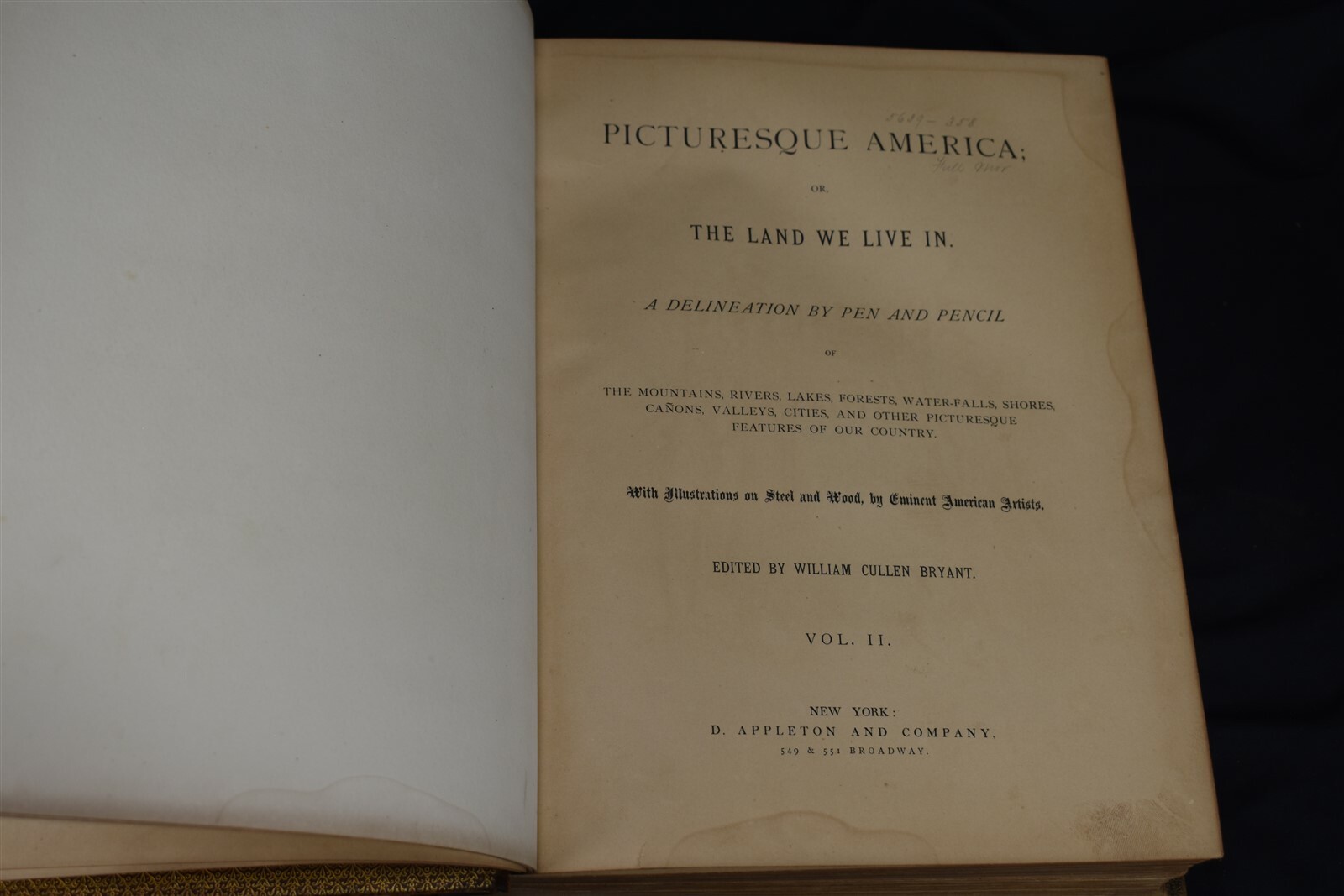 Picturesque America Vol 1 & 2 Leather Bound 1st Edition