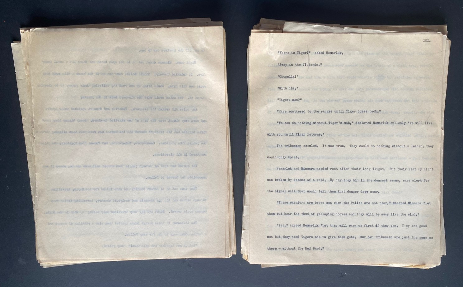 1940 NEMARLUK, UNCORRECTED ORIGINAL MANUSCRIPT by ION IDRIESS , 272 leaves