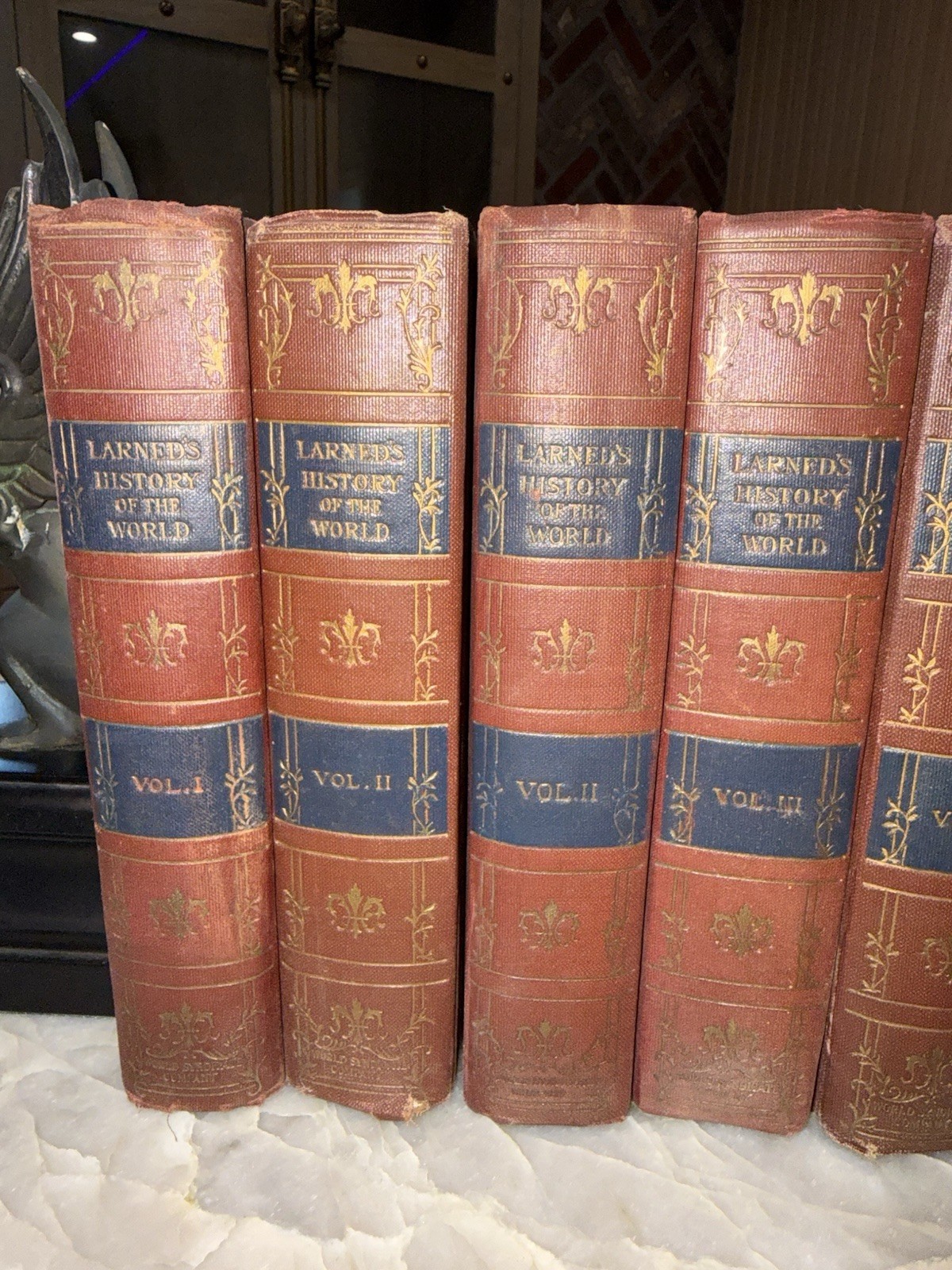 Antique 1915 Larned’s History of the World Complete 8 Vol Set IllustGilt Binding