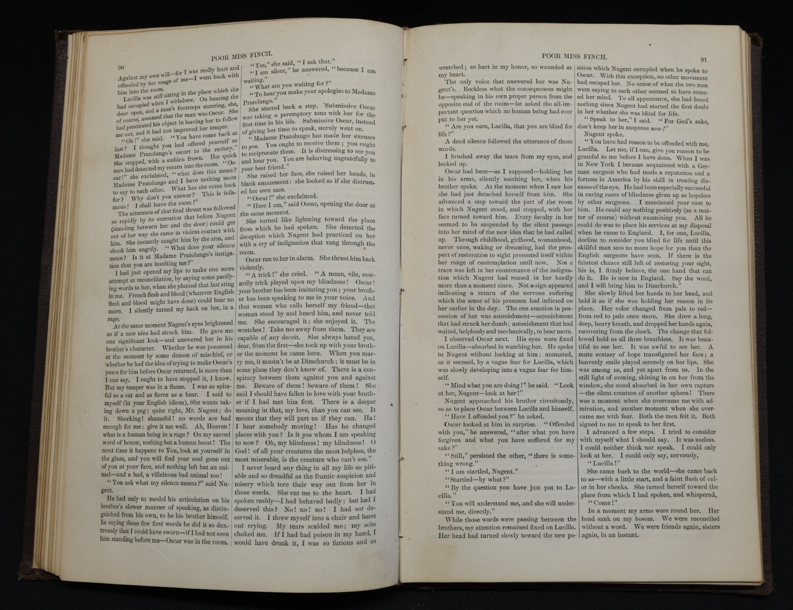 1872 Poor Miss Finch, A Novel by Wilkie Collins – Harper & Brothers