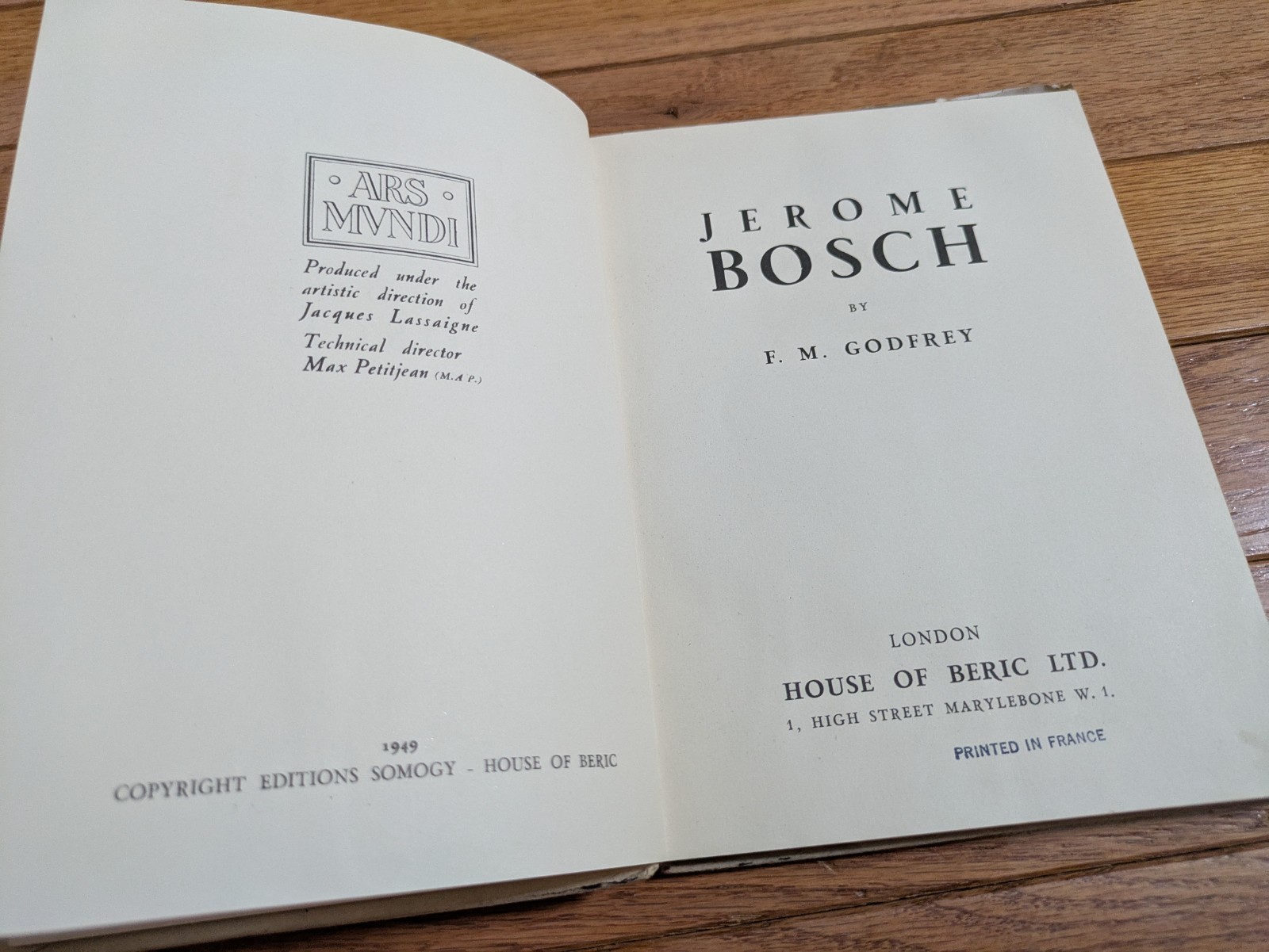 [© 1949 hardcover w/ jacket, Printed in France] Bosch (Jheronimus Bosch)