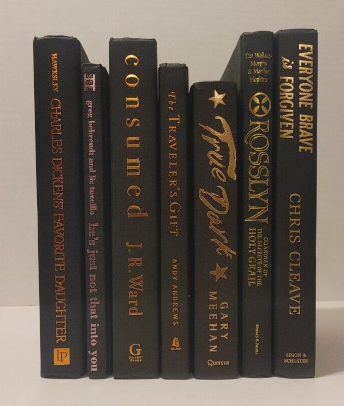 RANDOM Lot of 5 BLACK Modern Hardcover Books Staging Props Decor Bookshelf