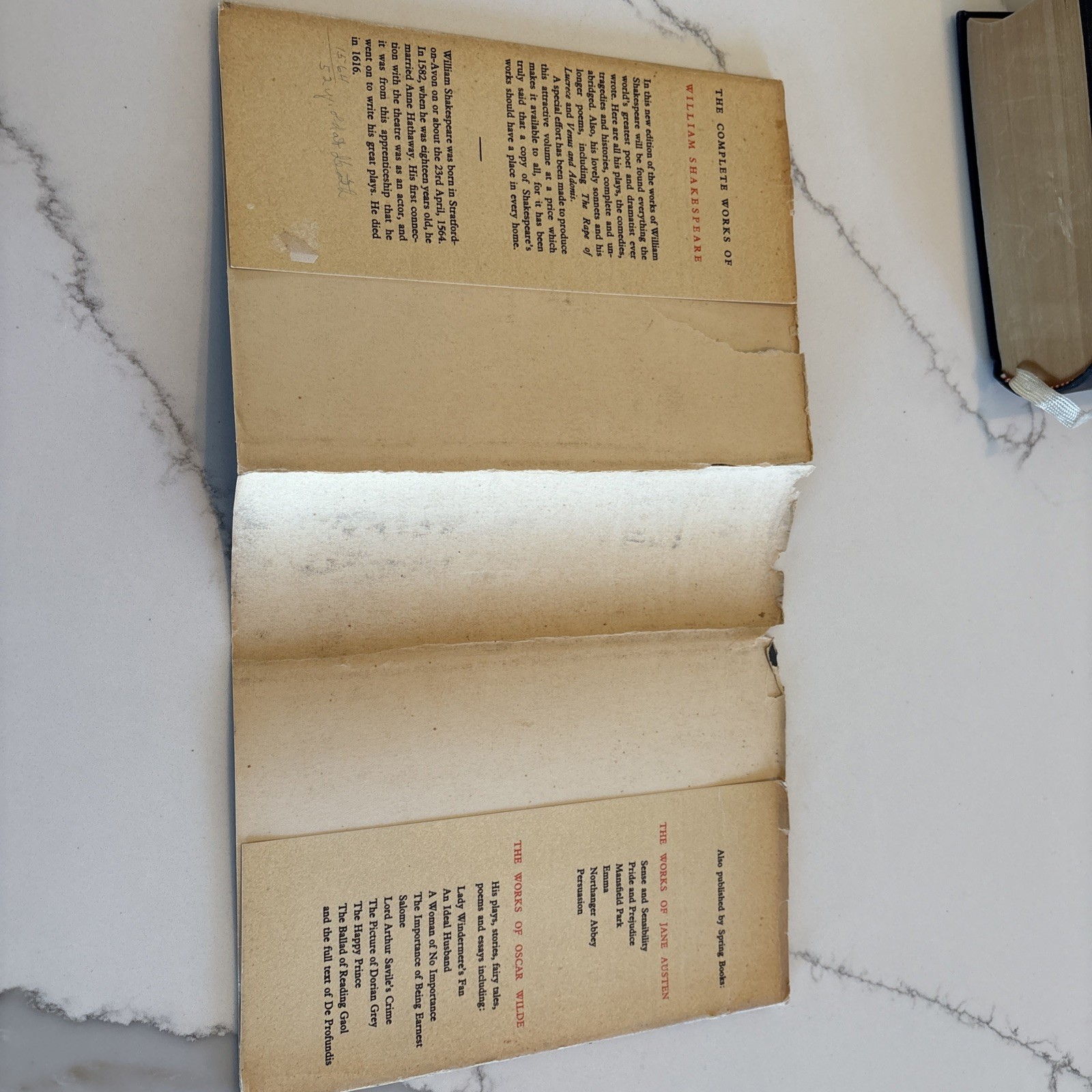 VTG The Complete Works of Shakespeare, HC/DJ, Spring Books, Czechoslovakia. O-11