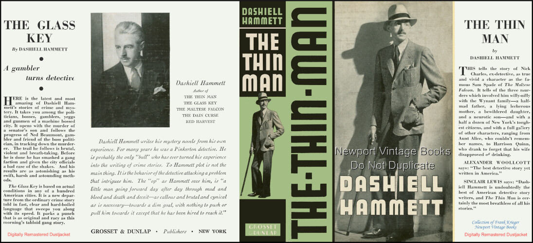 Dashiell Hammett THE THIN MAN 1934 Remastered Dustjacket Nick & Nora Charles