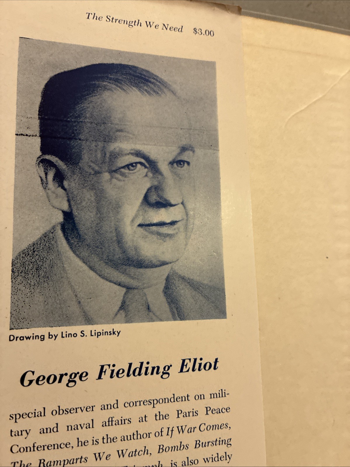 The Strength We Need By George Fielding Eliot Rare First Ed. 1946, HBDJ