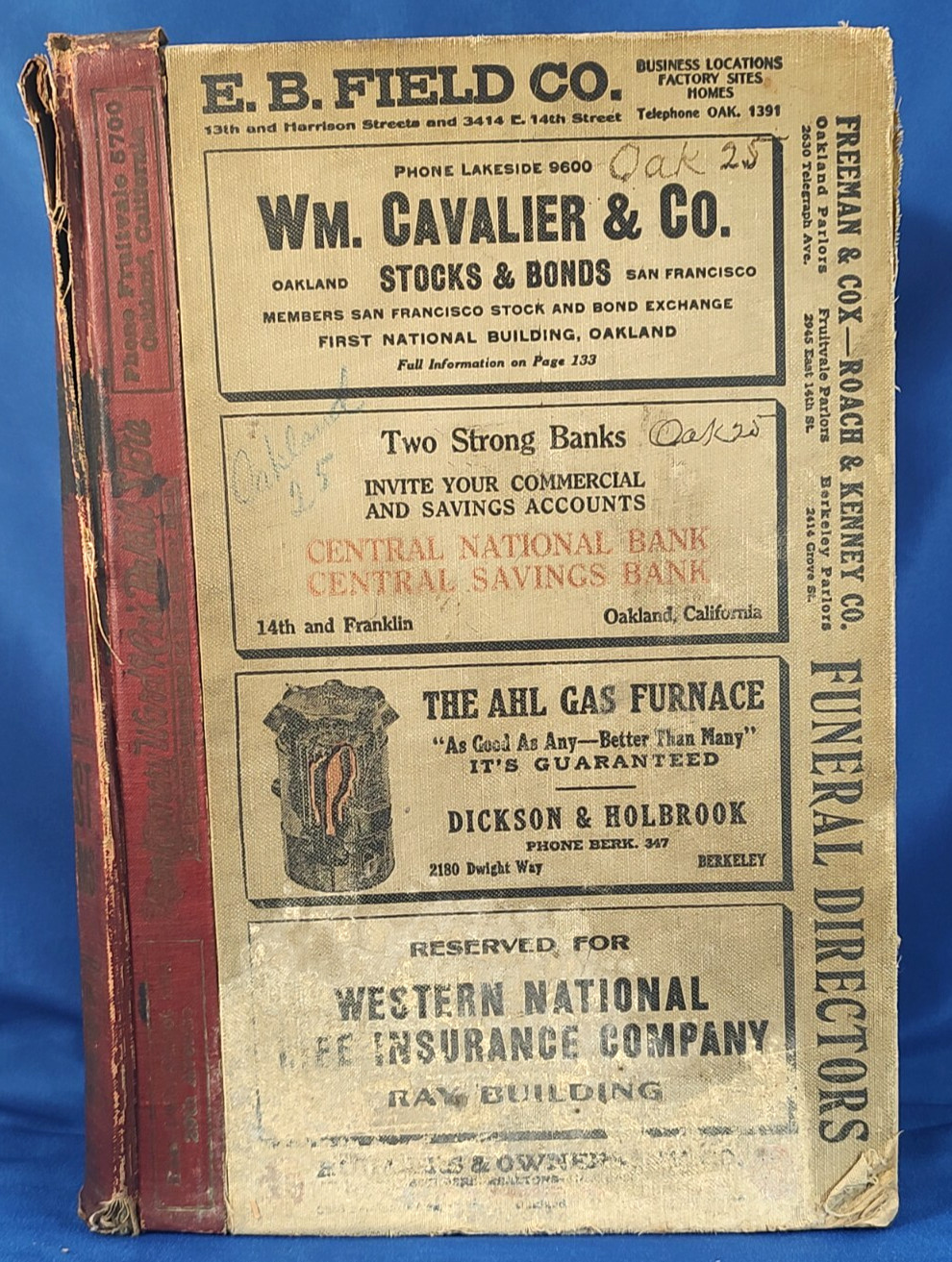 Antique 1925 Polk’s City Directory for Oakland, Berkeley & Alameda, California