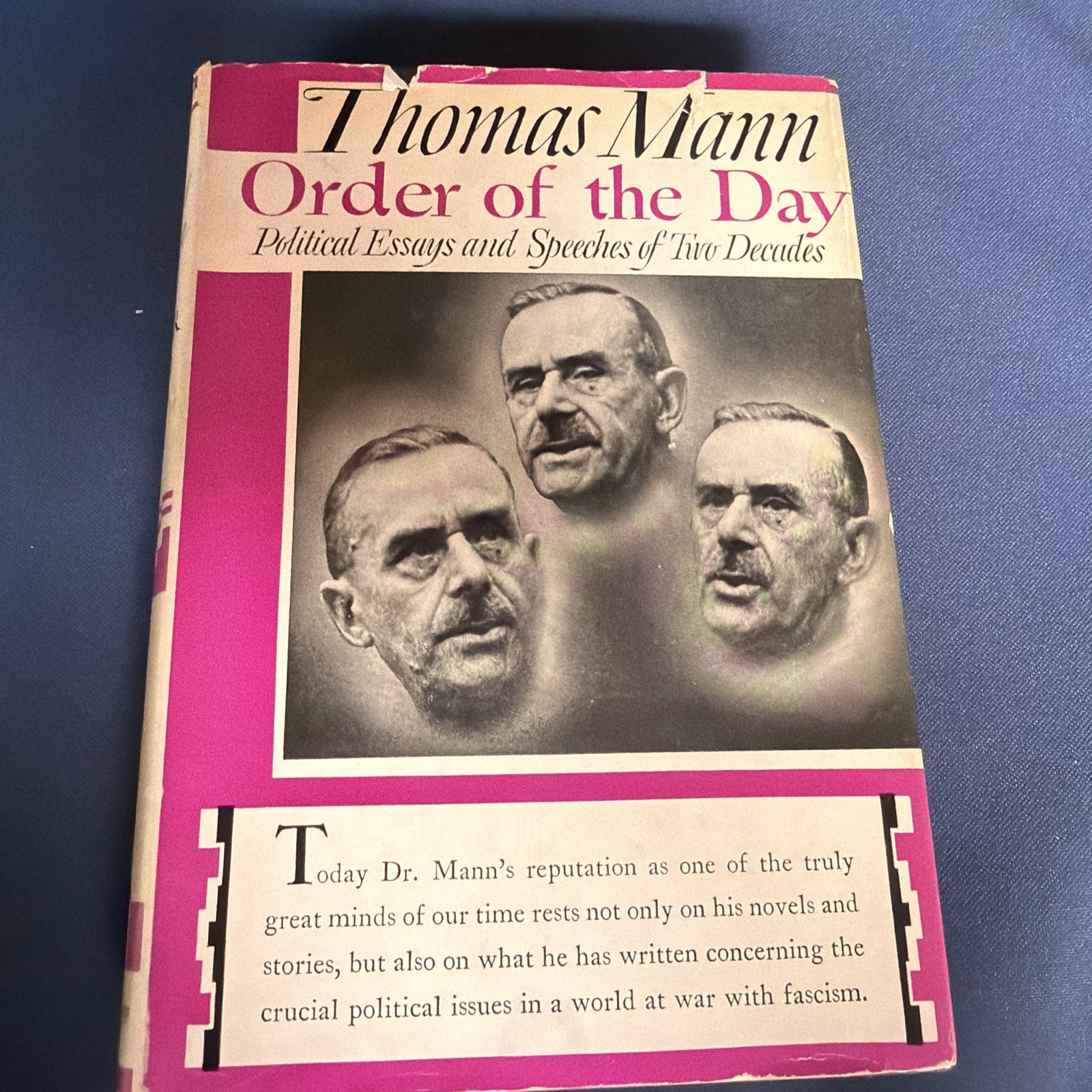 Mann, Thomas. Order of the Day, 1942 hardcover 1st edition, 1st printing