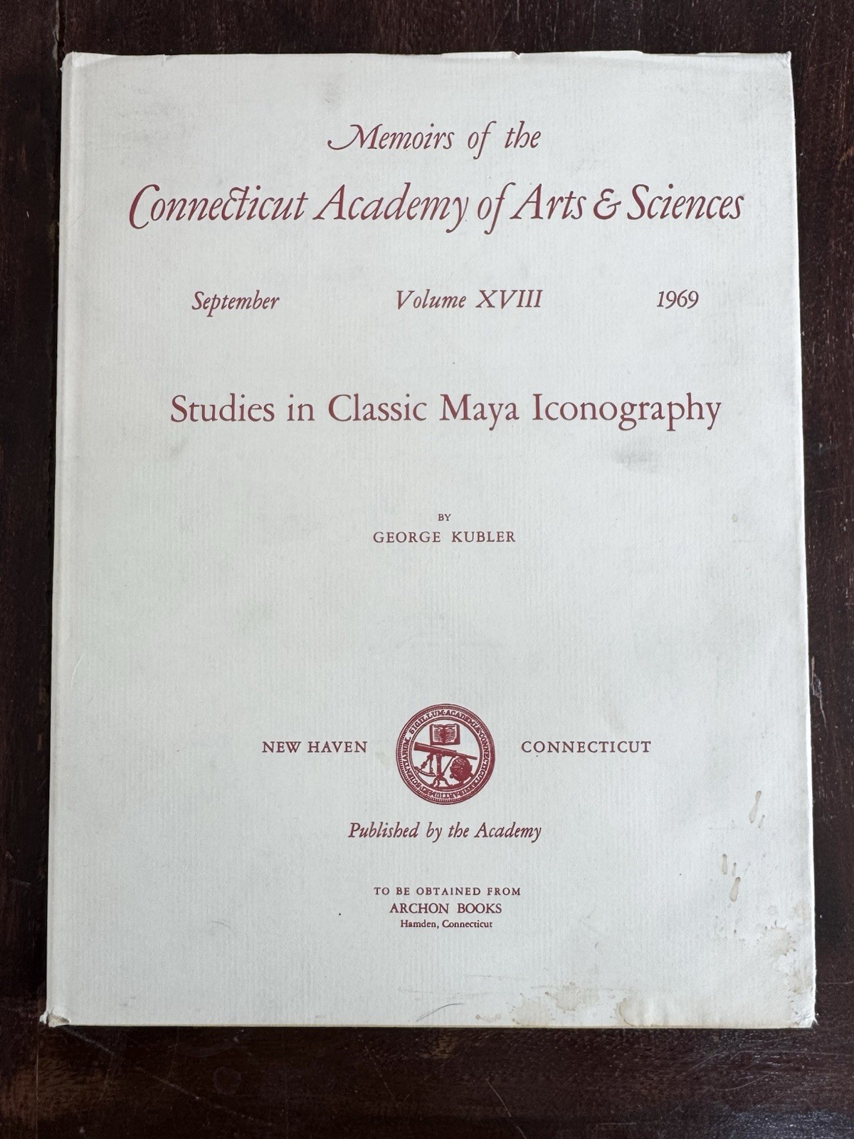 Studies Classic Maya Iconography George Kubler 1969 HC/DJ Tarn Provenance