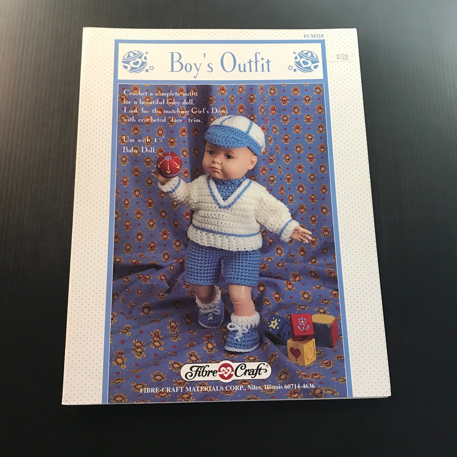 Boy’s Outfit Crochet Pattern FCM318 Fibre-Craft 15″ Baby Doll Clothes