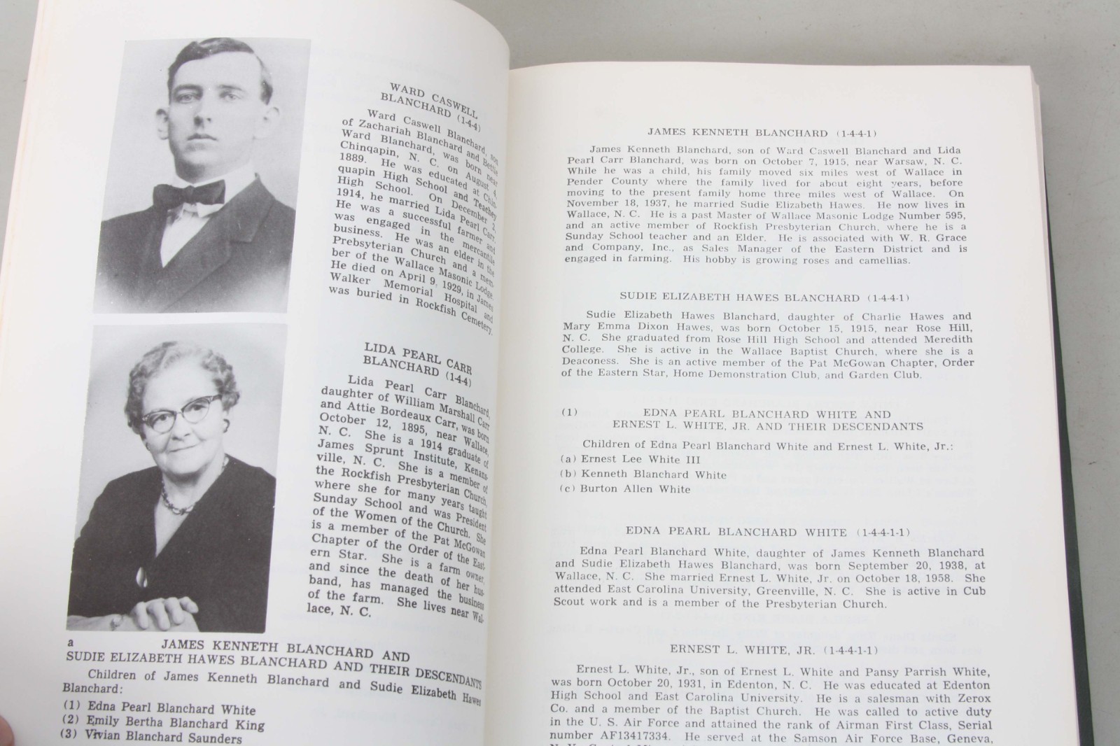 History of Alfred & Elizabeth Robinson Ward 1971 Genealogy Book Family Tree NC