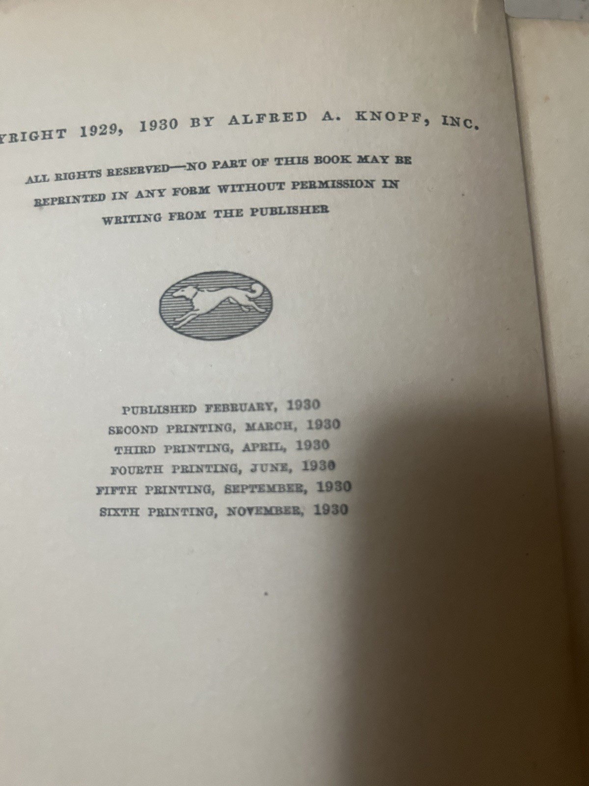 The Maltese Falcon by Dashiell Hammett 1930 Grosset Dunlap 1st Edition 6th Print