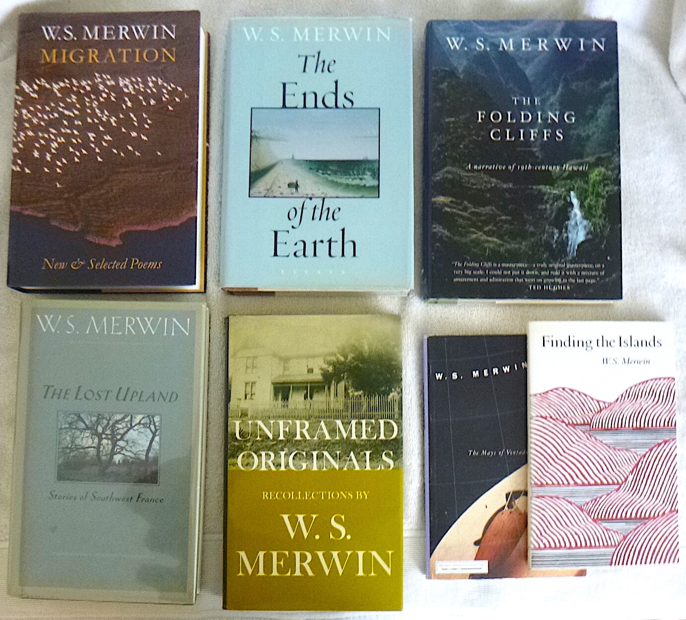 7 1ST EDITIONS BY W.S. MERWIN SIGNED FOLDING CLIFFS UNFRAMED ORIGINALS MIGRATION