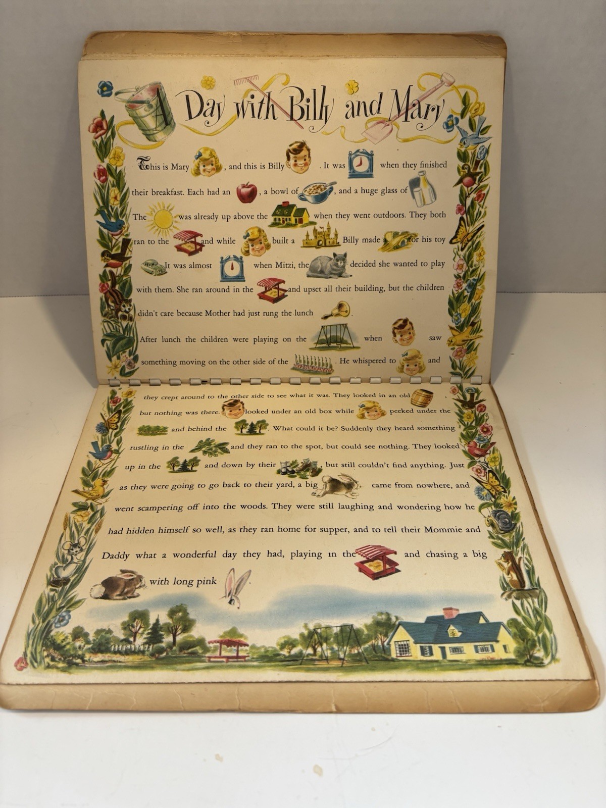 Vintage Play Time In Action Pop Up Book 1949 Softcover Spiral Bound