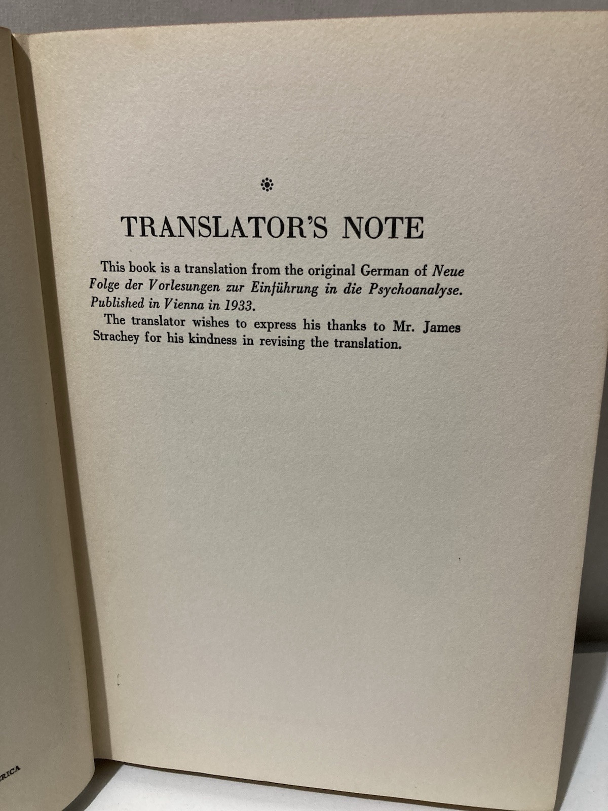 Sigmund Freud New Introductory Lectures on PsychoAnalysis 1933 Carlton House