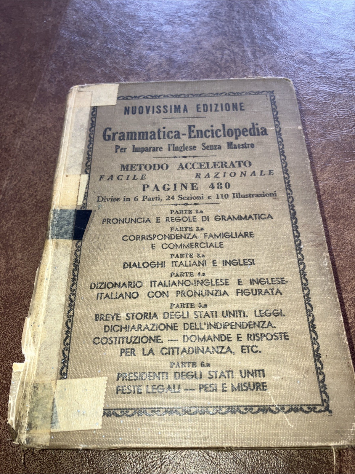 Nuovissima Grammatica Encyclopedia Italiana-Inglese Antique Old Book Rare – Read