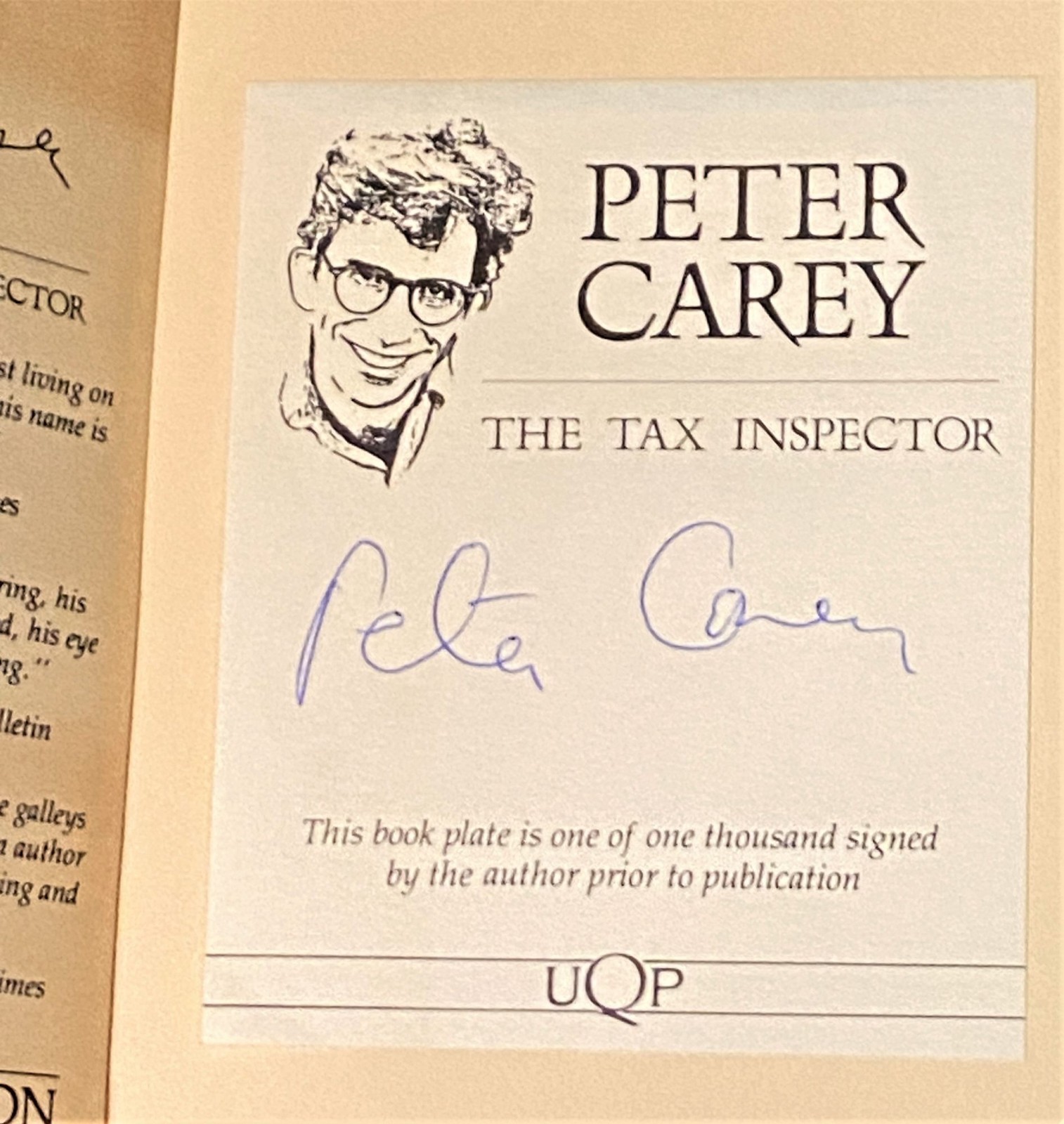 Peter Carey / THE TAX INSPECTOR Signed 1st Edition 1991