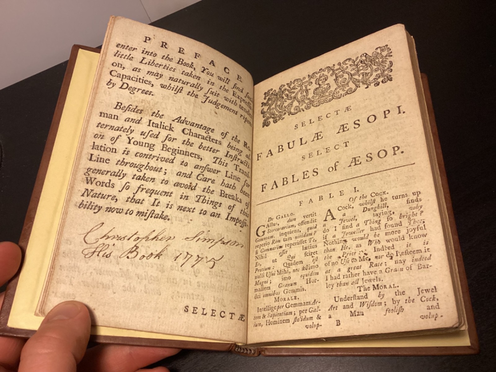 1774 Fabulae Aesopi Selectae, Or Select Fables Of Aesop – English / Latin Ed.