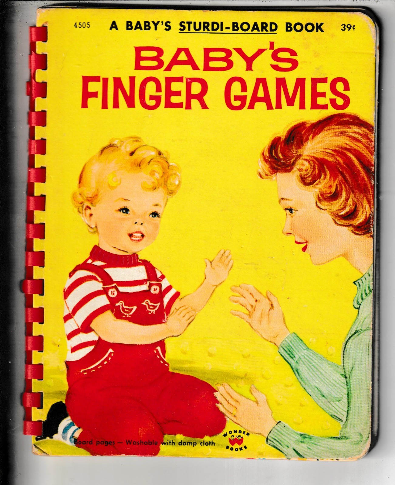 Vintage 1959 Baby’s Finger Games Wonder Sturdi-Board 4505 Red Spiral Binding