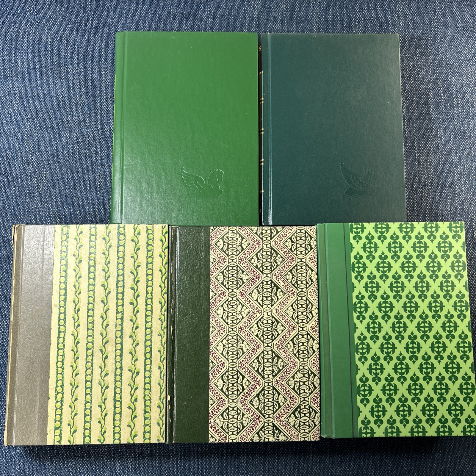 Lot of 5 Green Cover Readers Digest Condensed Books Decor Staging Patterns Solid