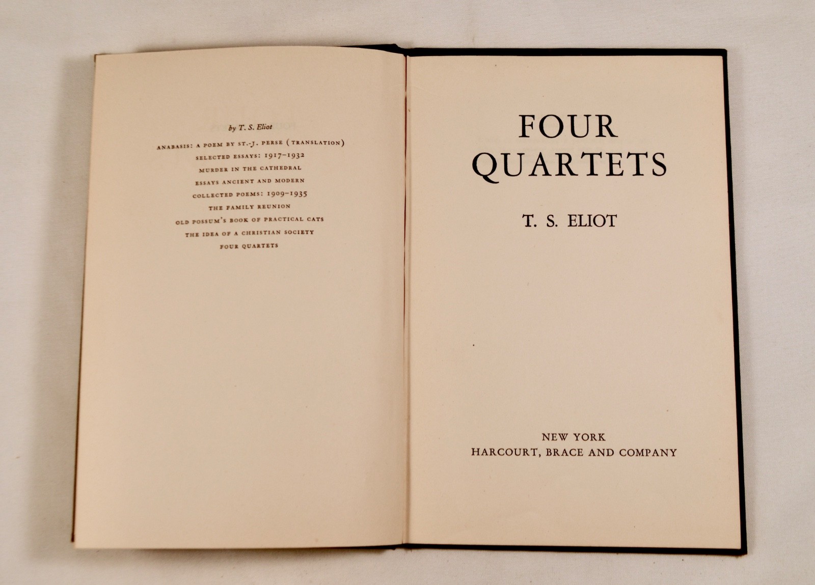 T.S. Eliot Four Quartets 1943 1st Edition 2nd State Hardcover First