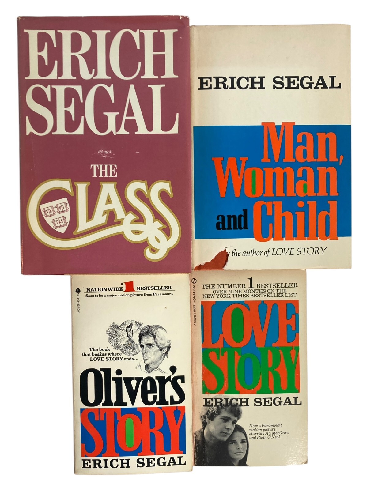 Erich Segal Love Story Oliver’s Story Man Woman Child The Class HC PB 4 Novels