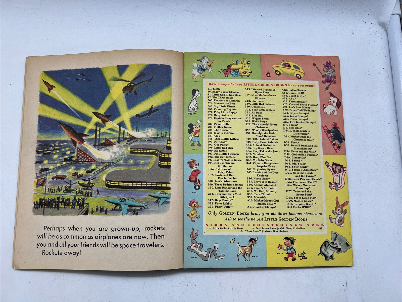 Antique 1958 EXPLORING SPACE “A” 1st Edition Little Golden Book Rose Wyler #342