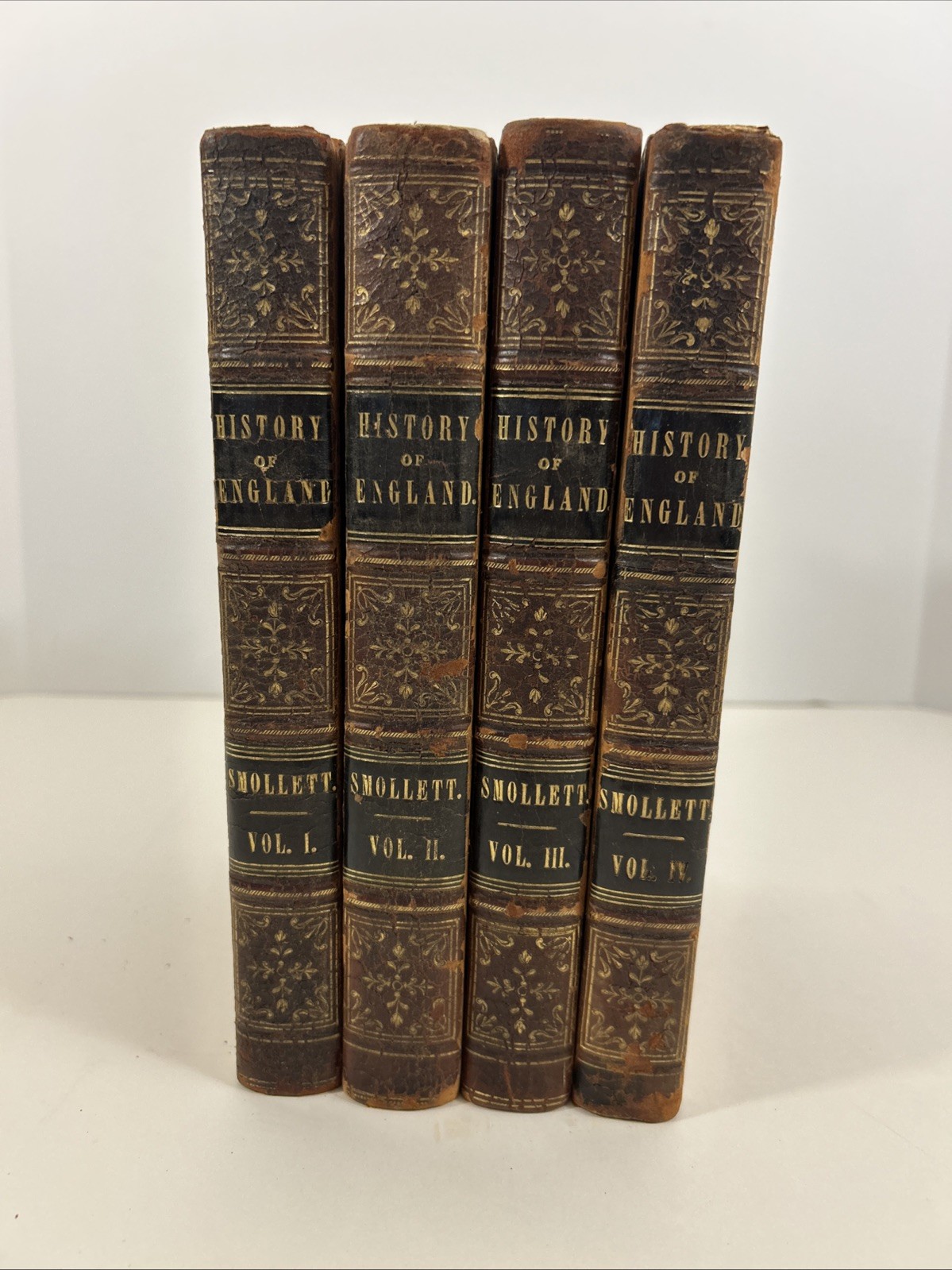 Tobias Smollett HISTORY OF ENGLAND in Four Volumes 1836 Antique Book Set