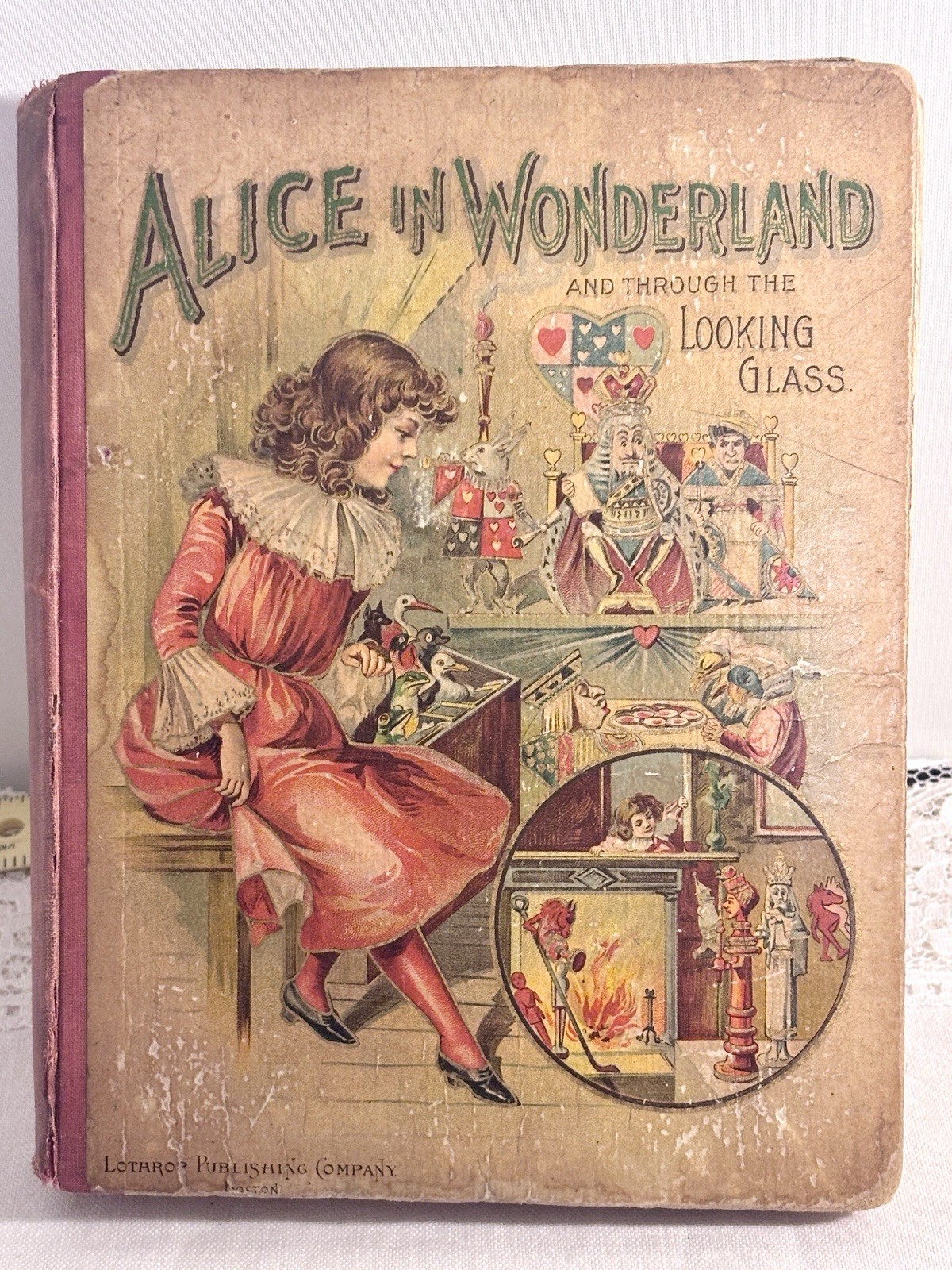 1898 Rare Antique Alice in Wonderland & Through the Looking Glass Lothrop Boston