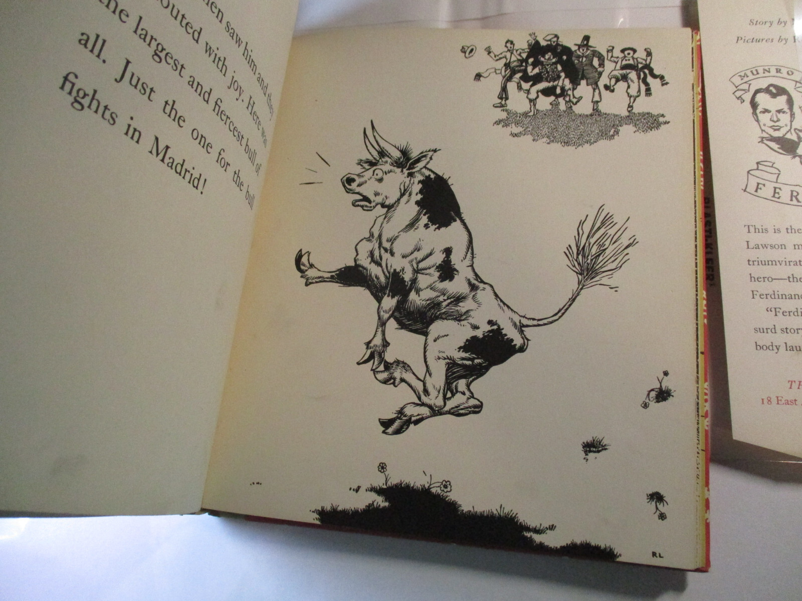Story of Ferdinand, Munro Leaf, Robert Lawson, Viking Press, DJ, 8th Print, 1937