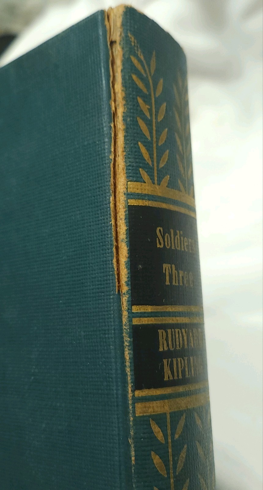 6 Antique Rudyard Kipling Book Set Green Cover Gold Embossed Flags & Drums 1886