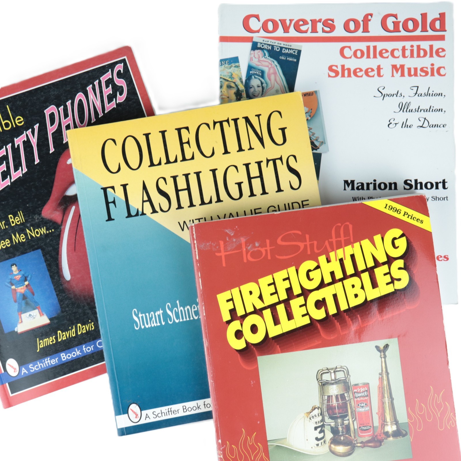 Lot of 4 Schiffer Collector Books – Flashlights Phones Firefighting Sheet Music