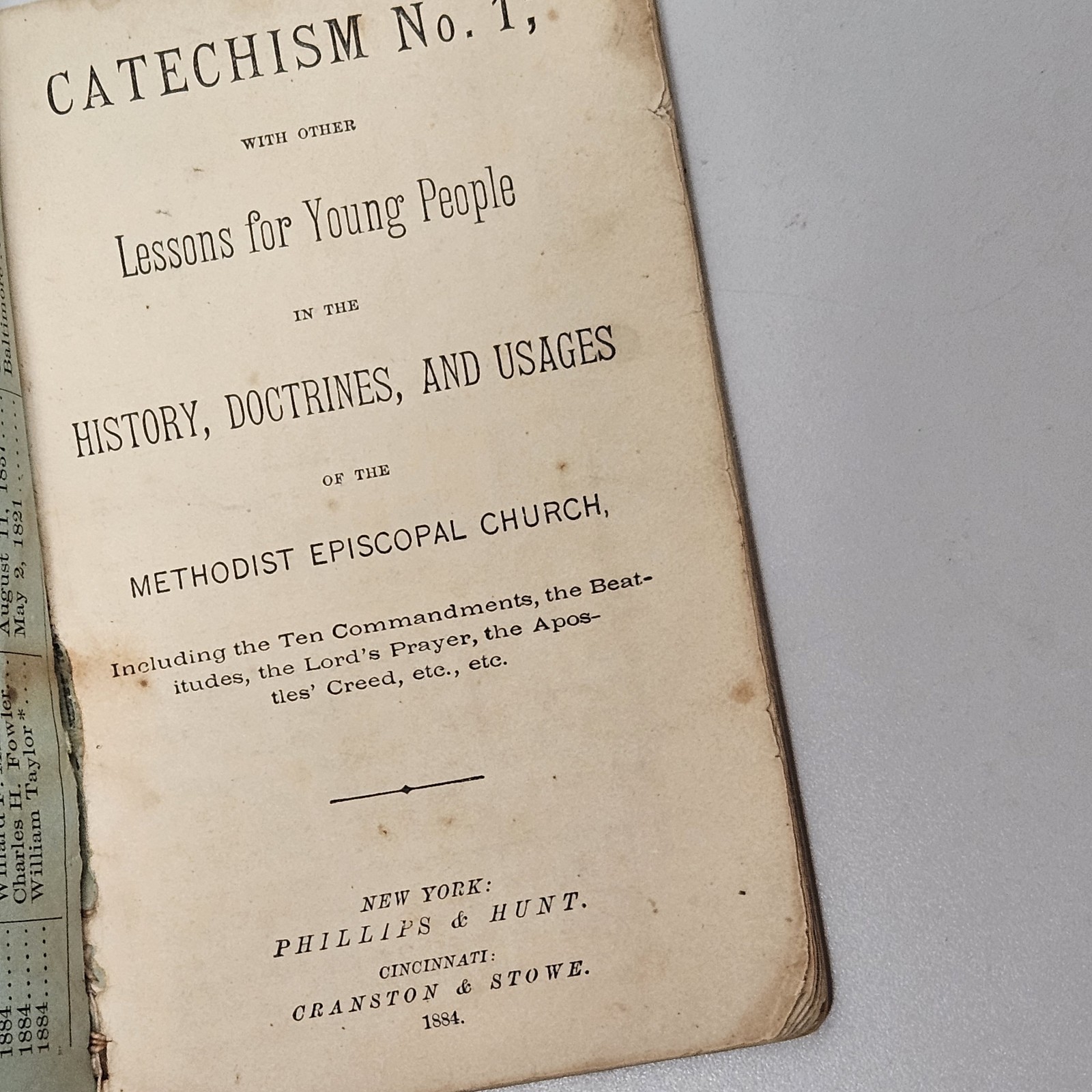 1884 Catechism No 1 Lessons for Young People Methodist Episcopal Church 32 Pages