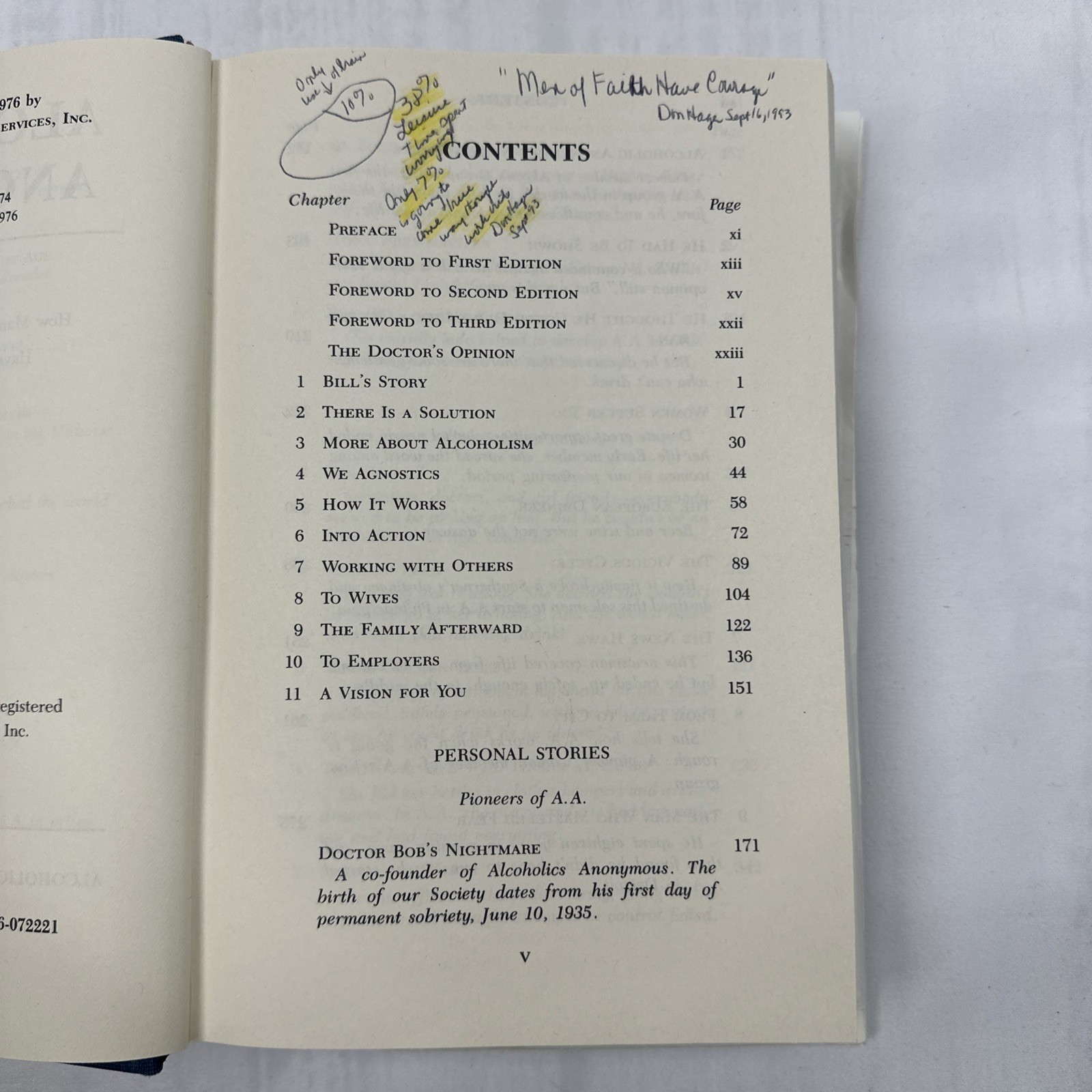Alcoholics Anonymous A.A.-Big Book-3rd Edition-1992 44th Printing- Hard Cover